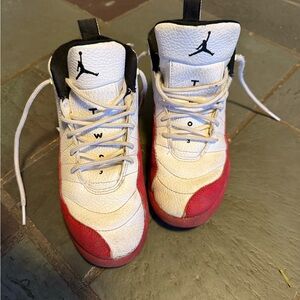 Jordan Sneakers Red and White High-Top Basketball Shoes